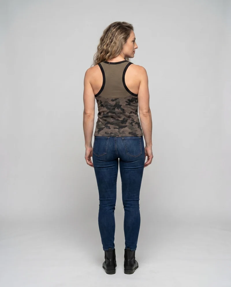 Damen Camo-Print Sportoberteil mit breiten Trägern