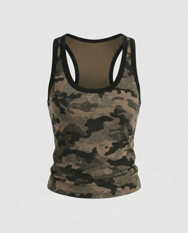 Damen Camo-Print Sportoberteil mit breiten Trägern