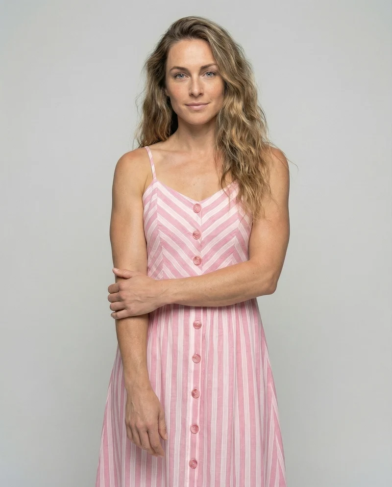 Damen Rustikale Holzknopfleiste MischgewNord Taschene A-Linien-Midikleid