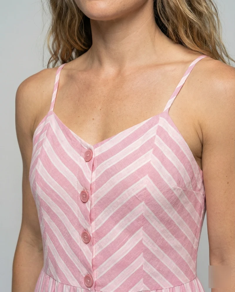Damen Rustikale Holzknopfleiste MischgewNord Taschene A-Linien-Midikleid