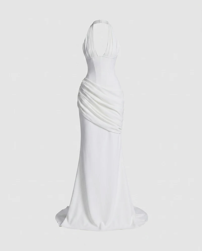 Damen Elegantes Maxikleid mit schicker Drapierung und tiefem V-Ausschnitt Nord Taschen