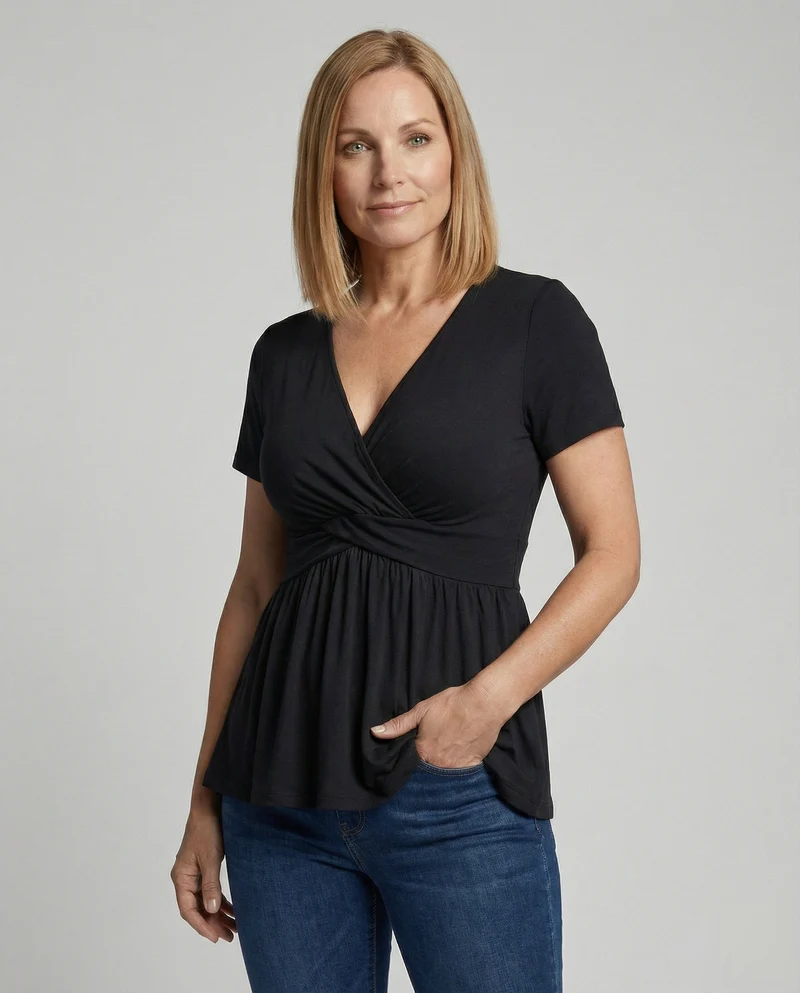 Damen Wickel Top Damen V-Ausschnitt