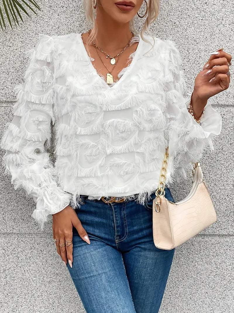Elegantes Top mit Fransen-details Polyester Stilvoll und Bequem