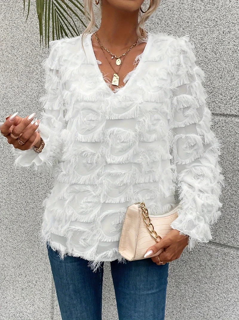 Elegantes Top mit Fransen-details Polyester Stilvoll und Bequem