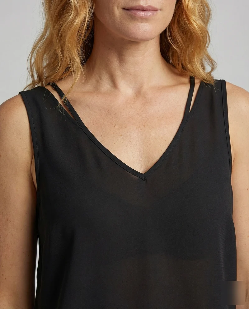 Damen Netzdetail Chiffon-Hemdchen
