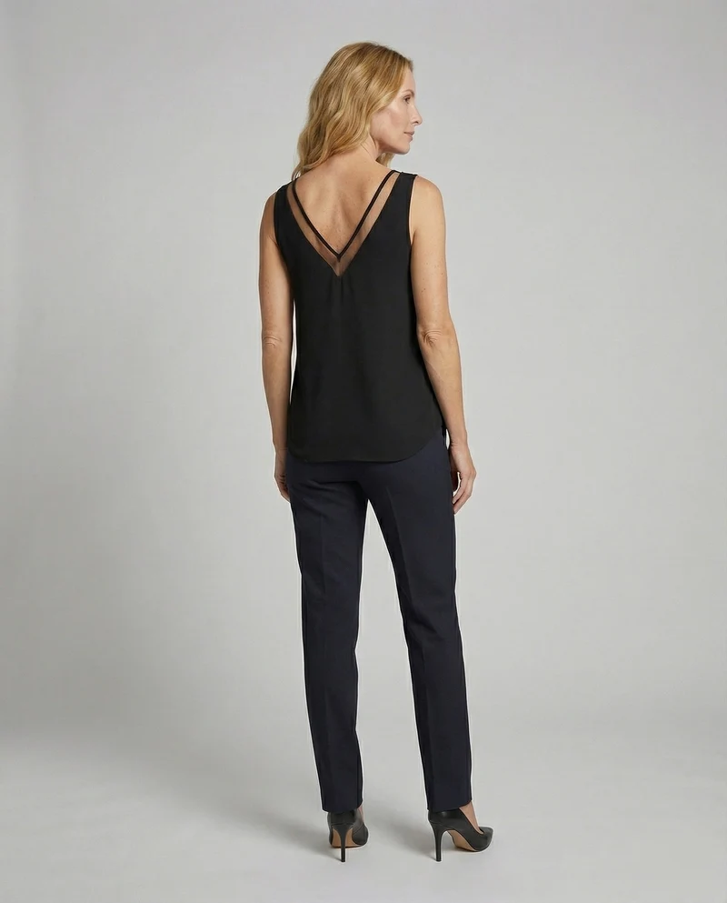 Damen Netzdetail Chiffon-Hemdchen