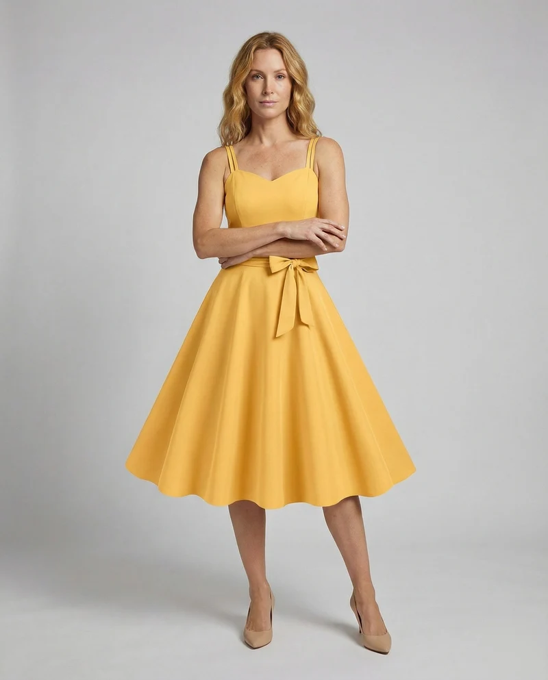 Damen Retro-Swingkleid mit Taillenschleife