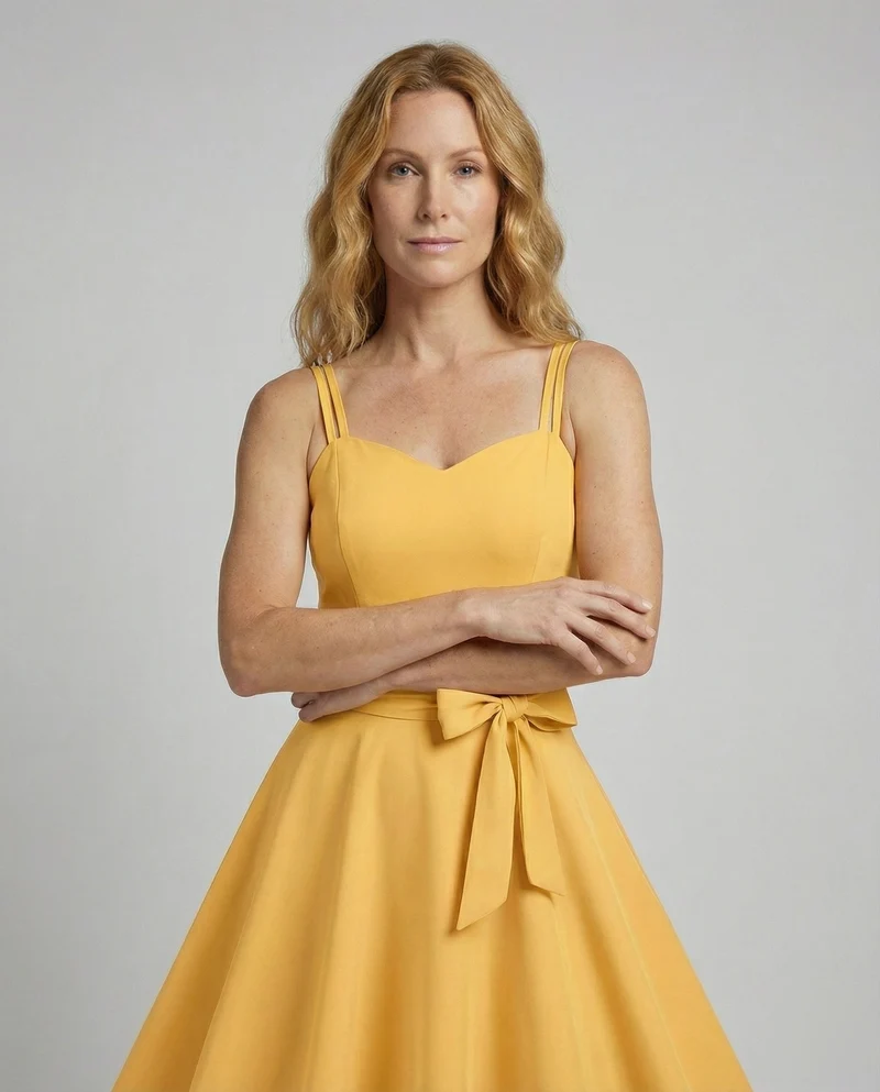 Damen Retro-Swingkleid mit Taillenschleife