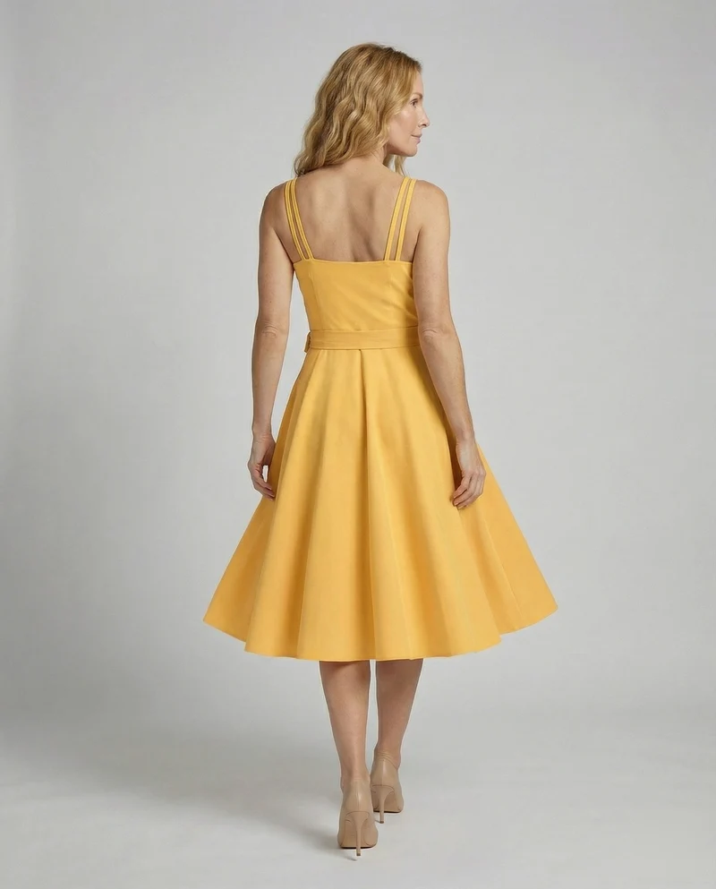 Damen Retro-Swingkleid mit Taillenschleife