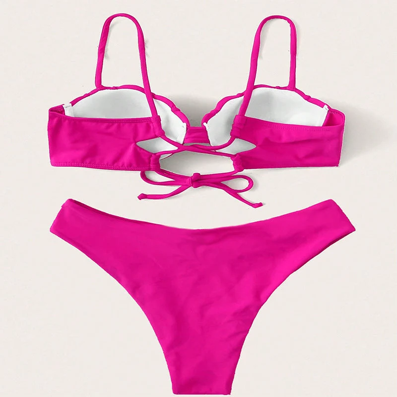 Damen Bikini-Set mit schalenförmigem Oberteil und hohem Beinausschnitt