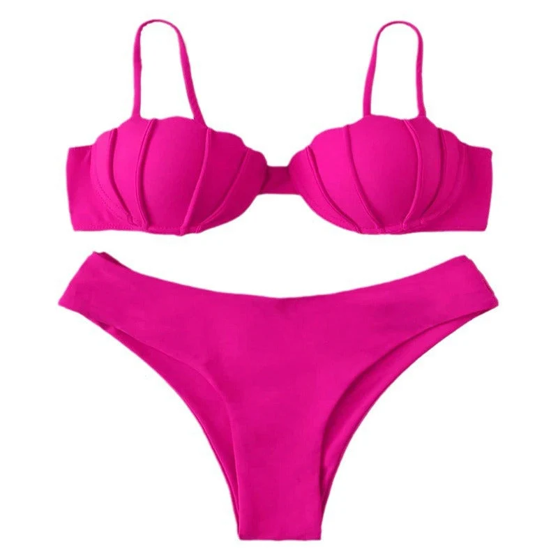 Damen Bikini-Set mit schalenförmigem Oberteil und hohem Beinausschnitt