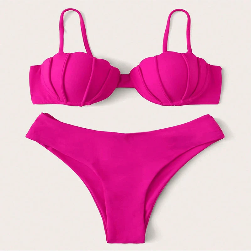 Damen Bikini-Set mit schalenförmigem Oberteil und hohem Beinausschnitt