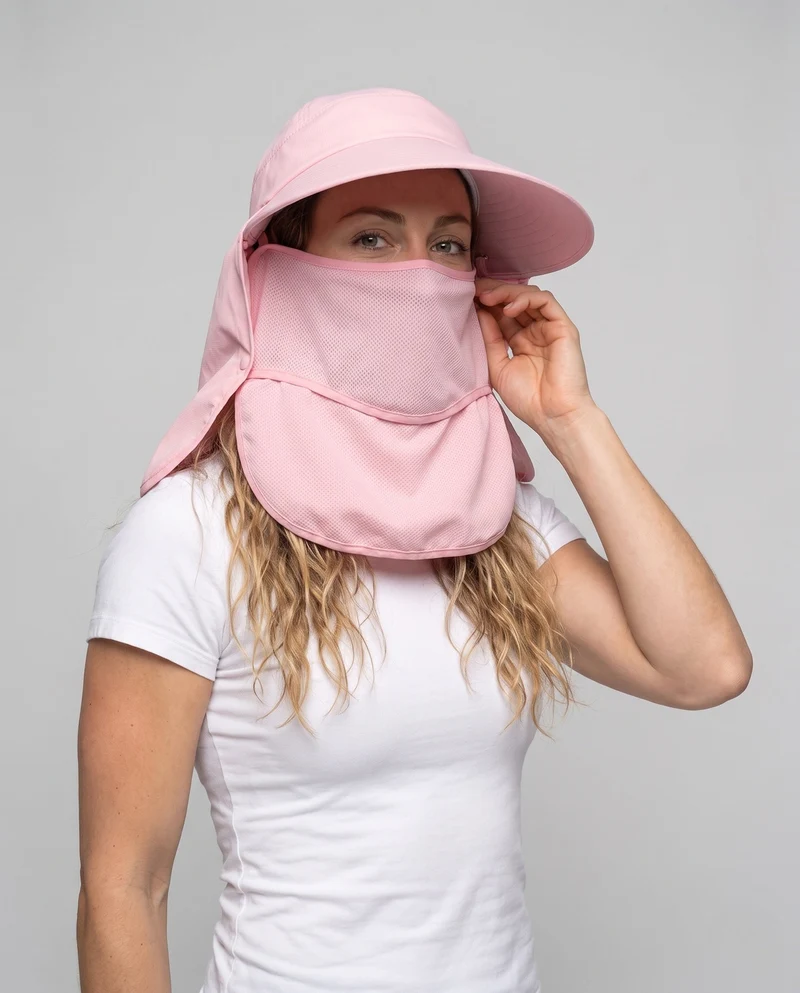Damen UV-Schutz Hut mit Schirm und integrierter Gesichtsmaske Nord Taschen