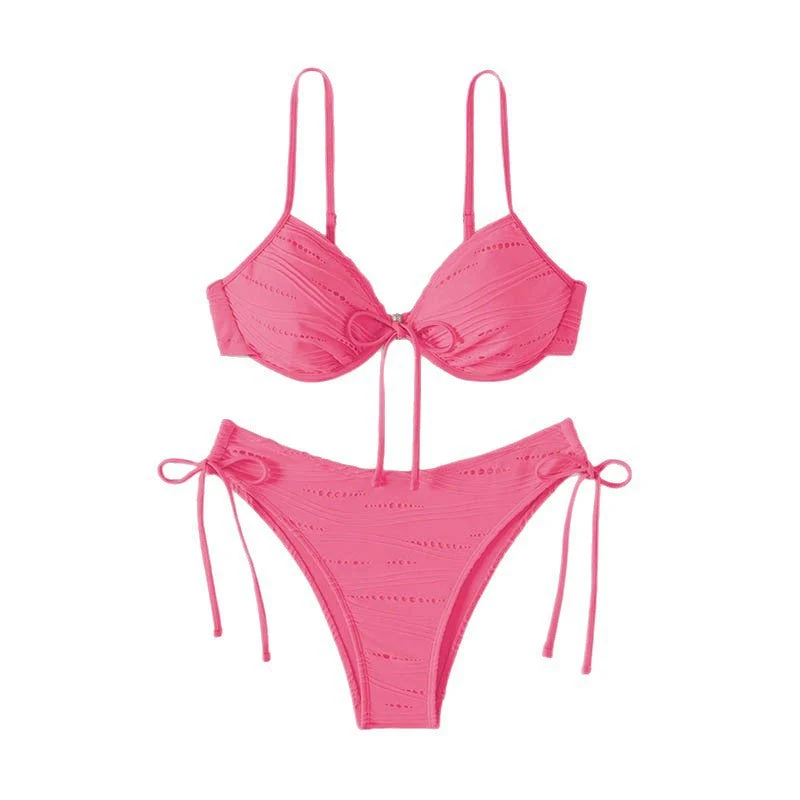 Damen Triangel-Bikini mit dekorativem Knoten und elastischer Passform