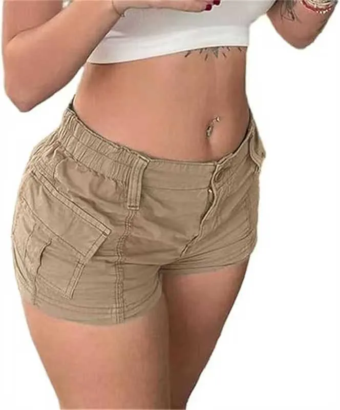 Damen bequeme Cargo-Shorts mit elastischem Bund und praktischen Taschen