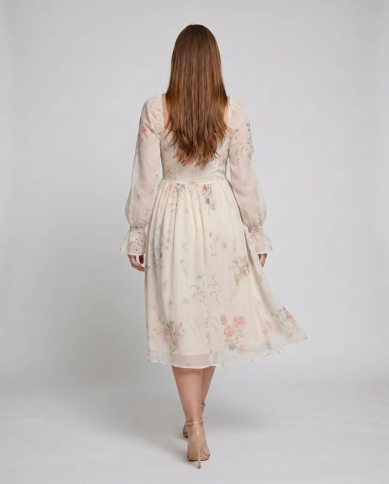 Damen Luftiges Maxikleid mit floralen Einsätzen