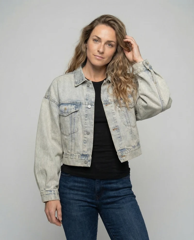 Damen Jeansjacke Ballonärmel