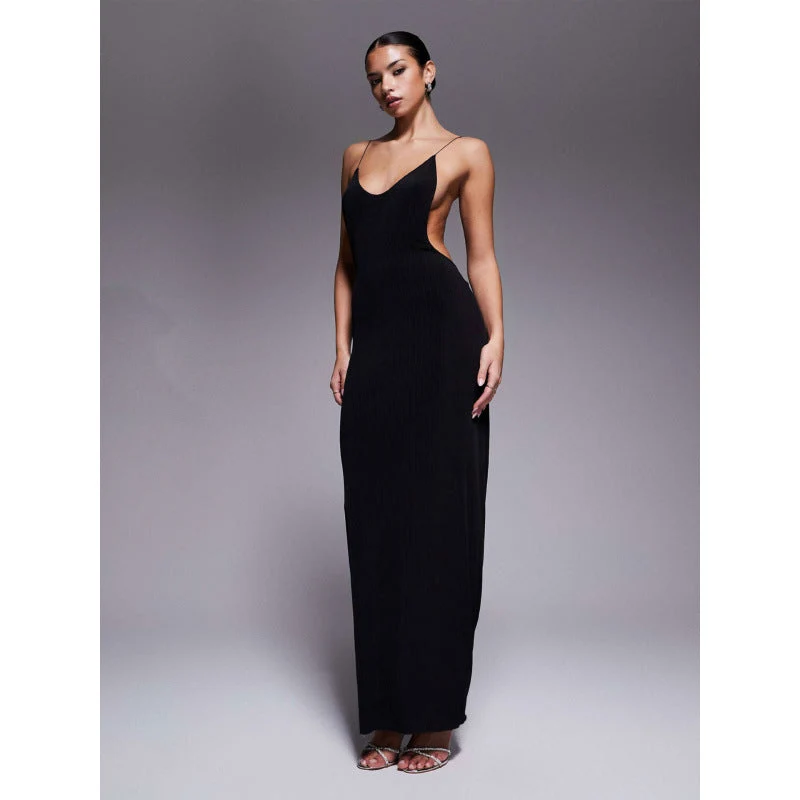 Damen Maxikleid mit tiefem V-Ausschnitt und seitlichen Cut-Outs