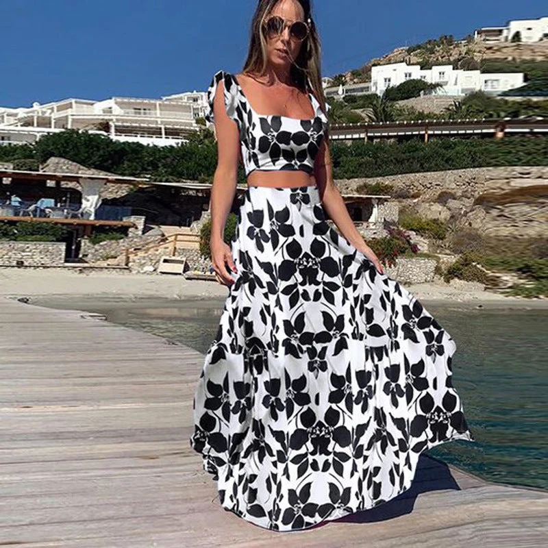 Damen Elegantes Maxikleid mit fließendem Saum und verspieltem Blumenmuster