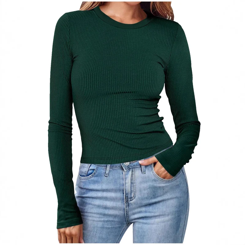 Damen figurbetontes Langarmshirt mit Rippstruktur Nord Taschen