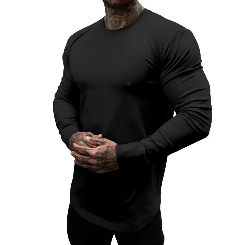 Herren Langarm-T-Shirt aus atmungsaktivem Baumwollmix mit elegantem Schnitt Nord Taschen