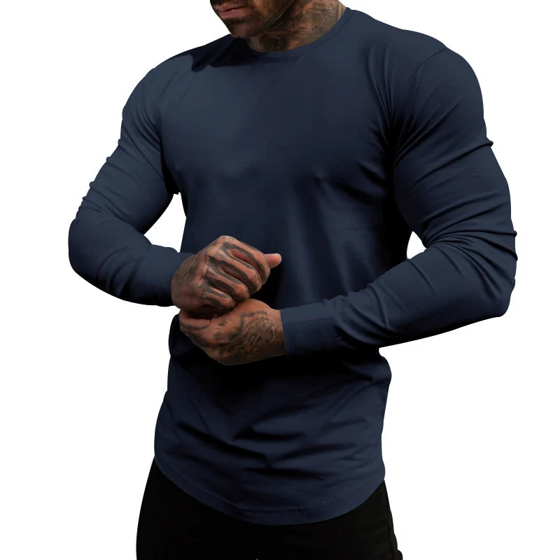 Herren Langarm-T-Shirt aus atmungsaktivem Baumwollmix mit elegantem Schnitt Nord Taschen
