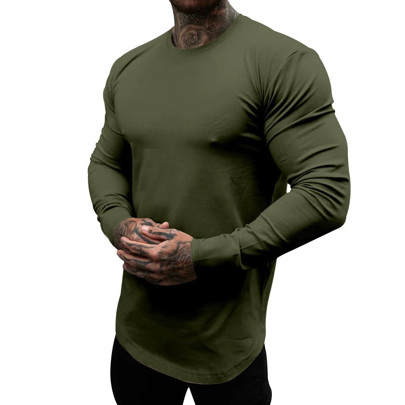 Herren Langarm-T-Shirt aus atmungsaktivem Baumwollmix mit elegantem Schnitt Nord Taschen