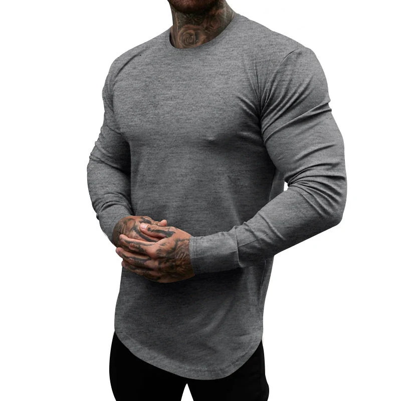 Herren Langarm-T-Shirt aus atmungsaktivem Baumwollmix mit elegantem Schnitt Nord Taschen