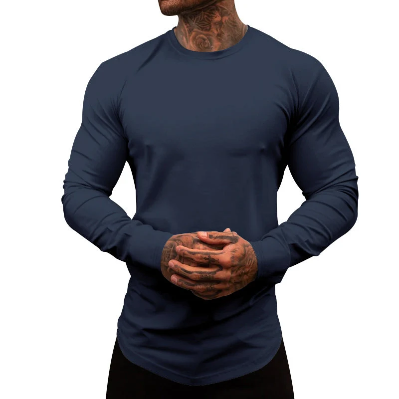 Herren Langarm-T-Shirt aus atmungsaktivem Baumwollmix mit elegantem Schnitt Nord Taschen