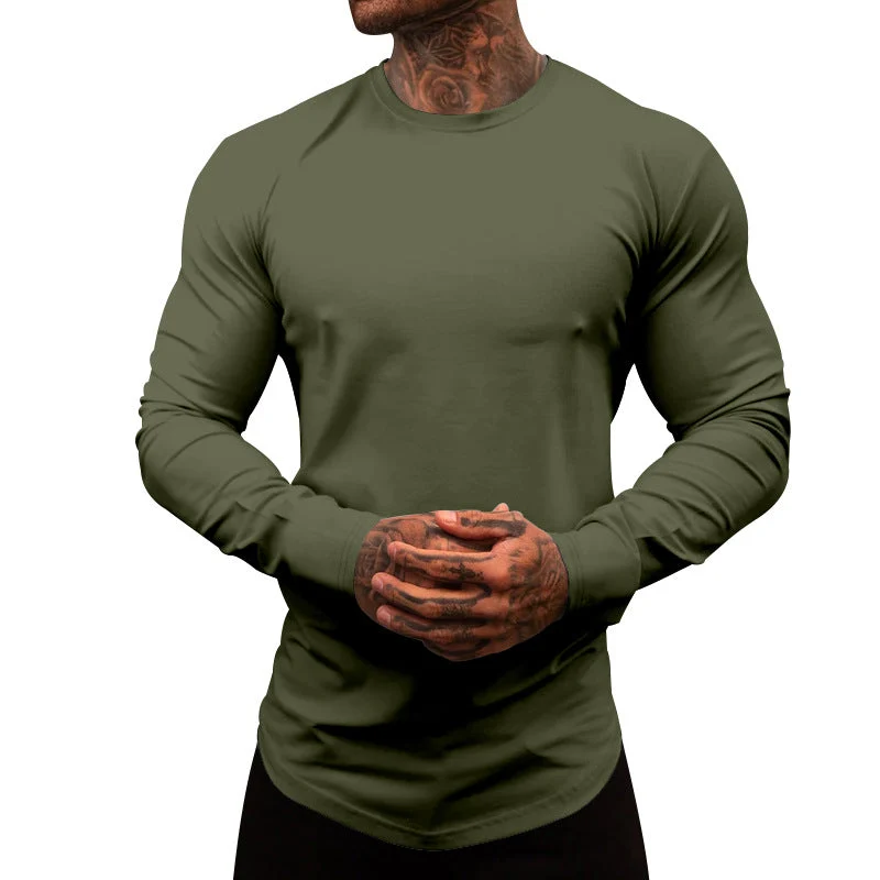 Herren Langarm-T-Shirt aus atmungsaktivem Baumwollmix mit elegantem Schnitt Nord Taschen