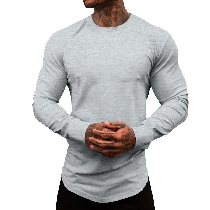 Herren Langarm-T-Shirt aus atmungsaktivem Baumwollmix mit elegantem Schnitt Nord Taschen