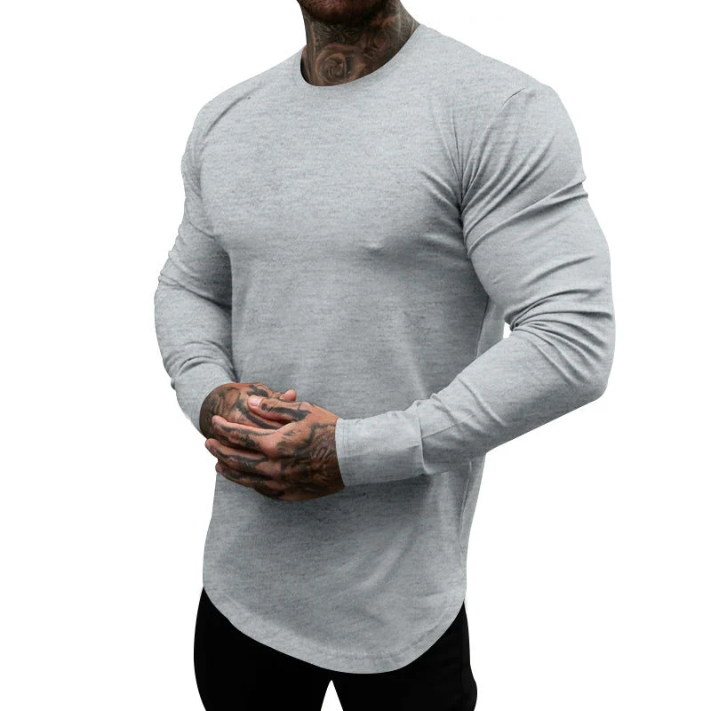 Herren Langarm-T-Shirt aus atmungsaktivem Baumwollmix mit elegantem Schnitt Nord Taschen