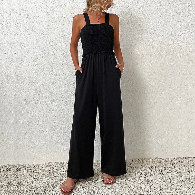 Damen Jumpsuit mit weitem Bein und elastischem Oberteil