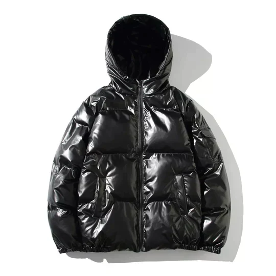 Winddichte metallische Winter-Pufferjacke