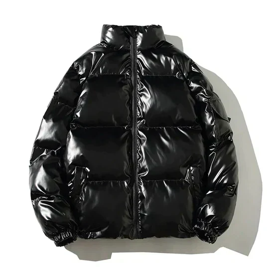 Winddichte metallische Winter-Pufferjacke