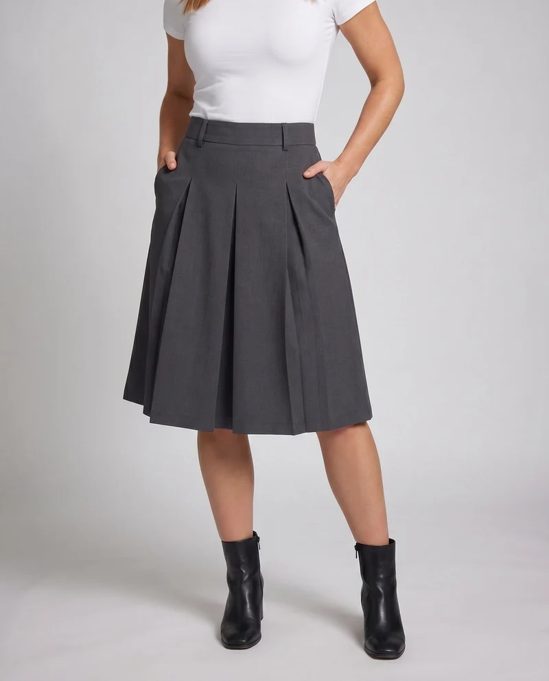 Damen Modischer Rock mit hohem Taillenbund und abnehmbarem Gürtel