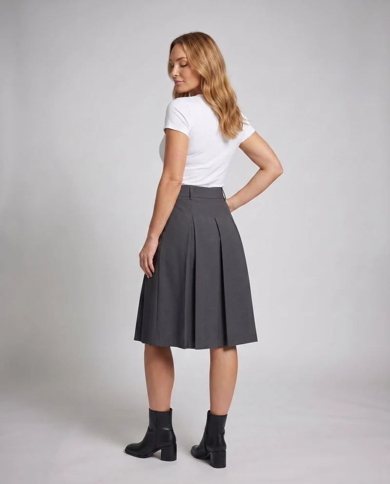 Damen Modischer Rock mit hohem Taillenbund und abnehmbarem Gürtel