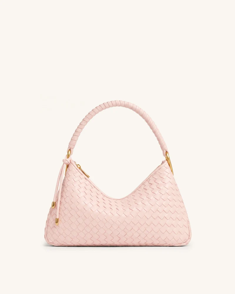 Lorena Geflochtene Schultertasche - Hellrosa