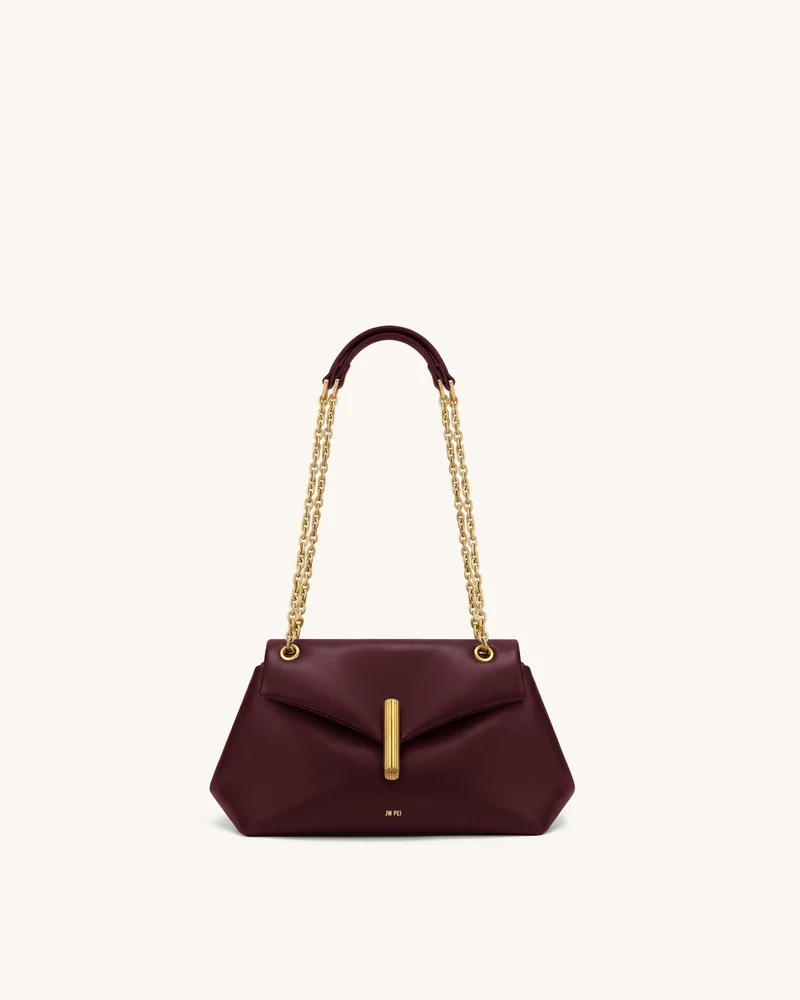 Valerie Kettenschultertasche mit Klappe - Dunkelburgund