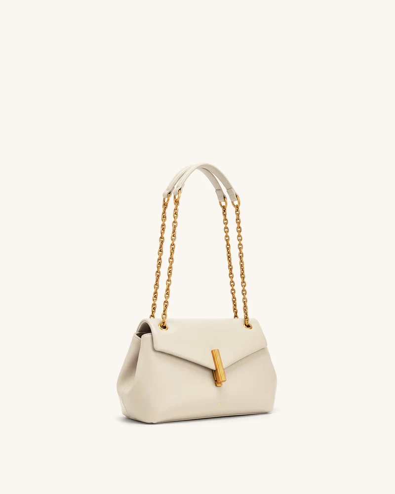 Valerie Kettenschultertasche mit Klappe - Cremeweiß