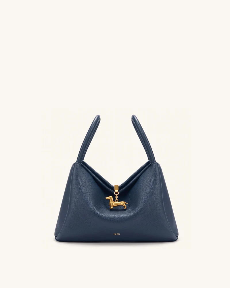 Maelle Henkeltasche mit Dackel-Anhänger - Dunkelblau