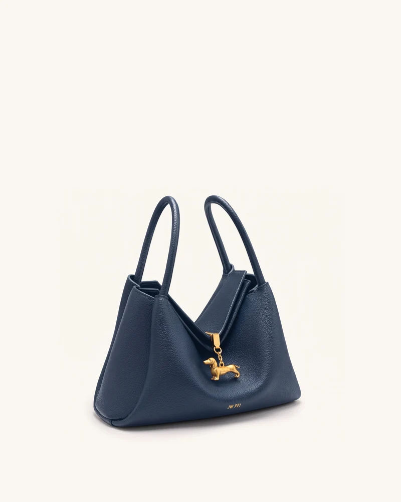 Maelle Henkeltasche mit Dackel-Anhänger - Dunkelblau