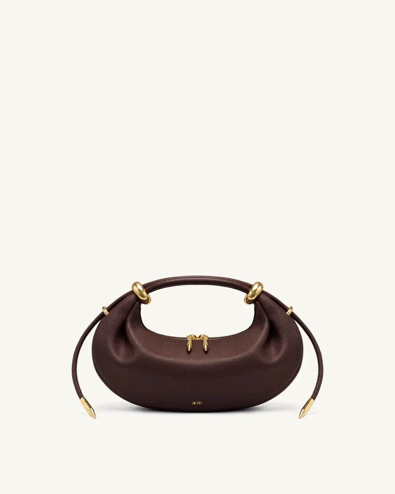 Ellie Halbmond-Henkeltasche mit Metallring-Verzierung - Dunkelbraun