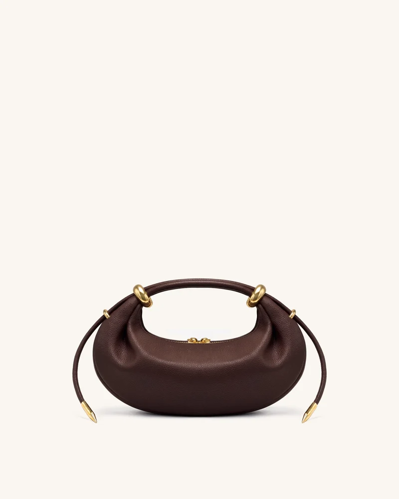 Ellie Halbmond-Henkeltasche mit Metallring-Verzierung - Dunkelbraun