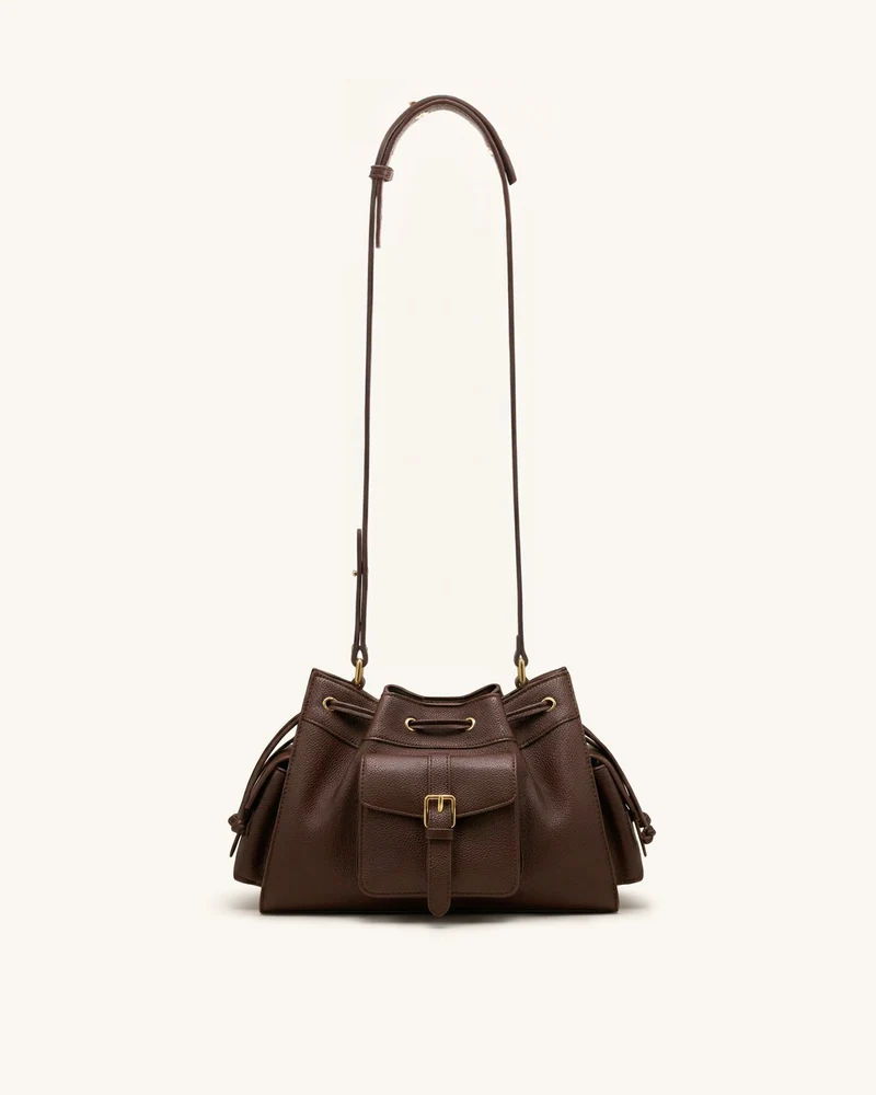 Harper Schultertasche mit Kordelzug - Braun