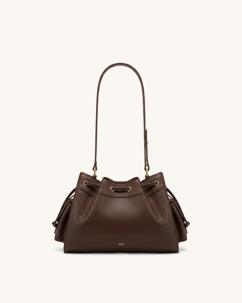 Harper Schultertasche mit Kordelzug - Braun