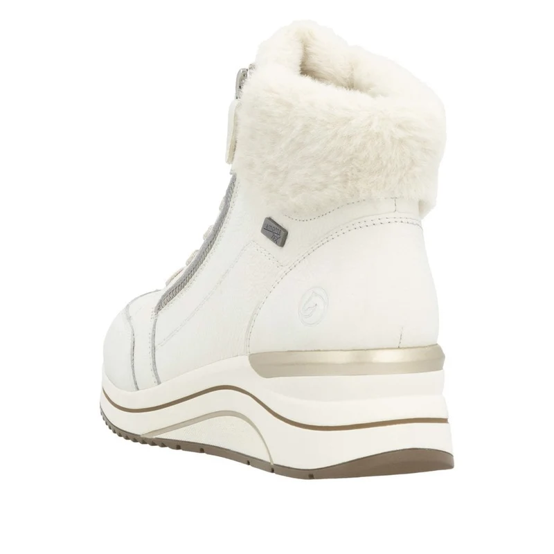 Remonte Damen-Ankle-Boot aus Leder mit Fleecefutter, extra weit | Cremeweiß