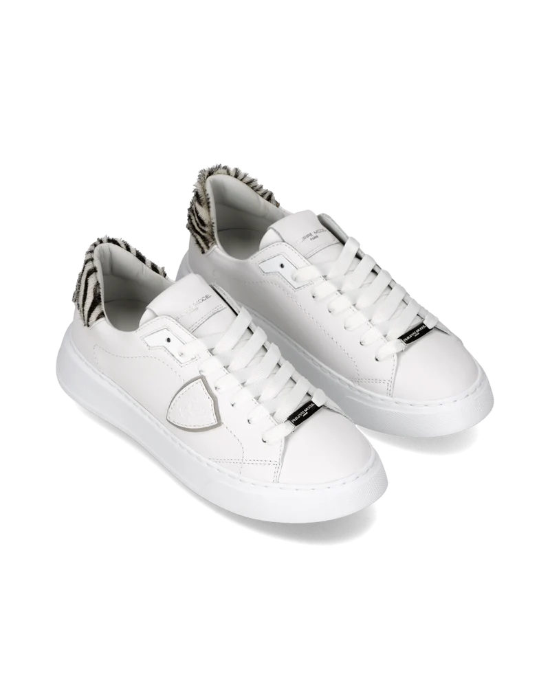 Sneakers Temple Tennis Women, White Animal print