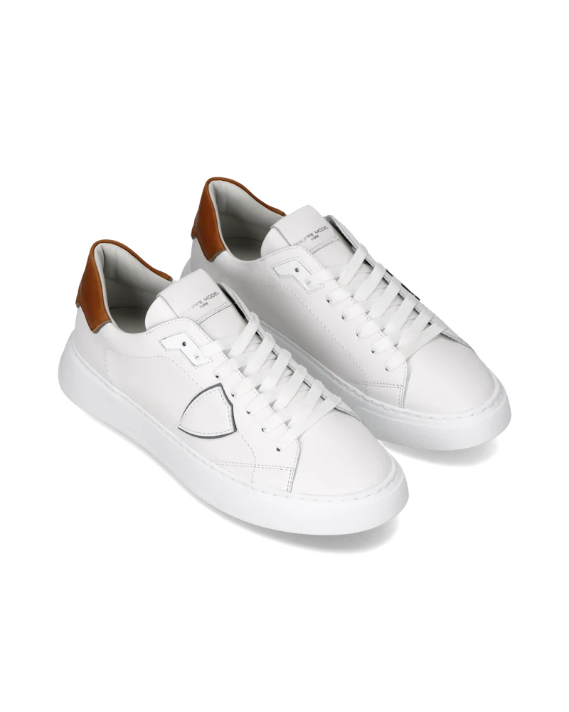 Sneakers Temple Tennis Men, White Cognac