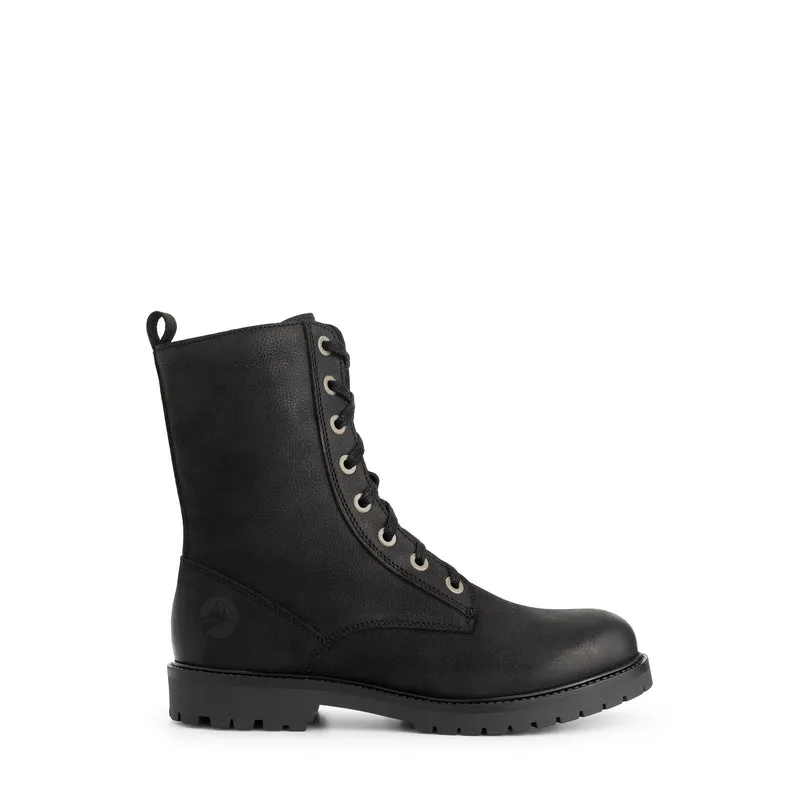 Bossvika Damen - Schnürboots met rits - Nubukleder - Schwarz